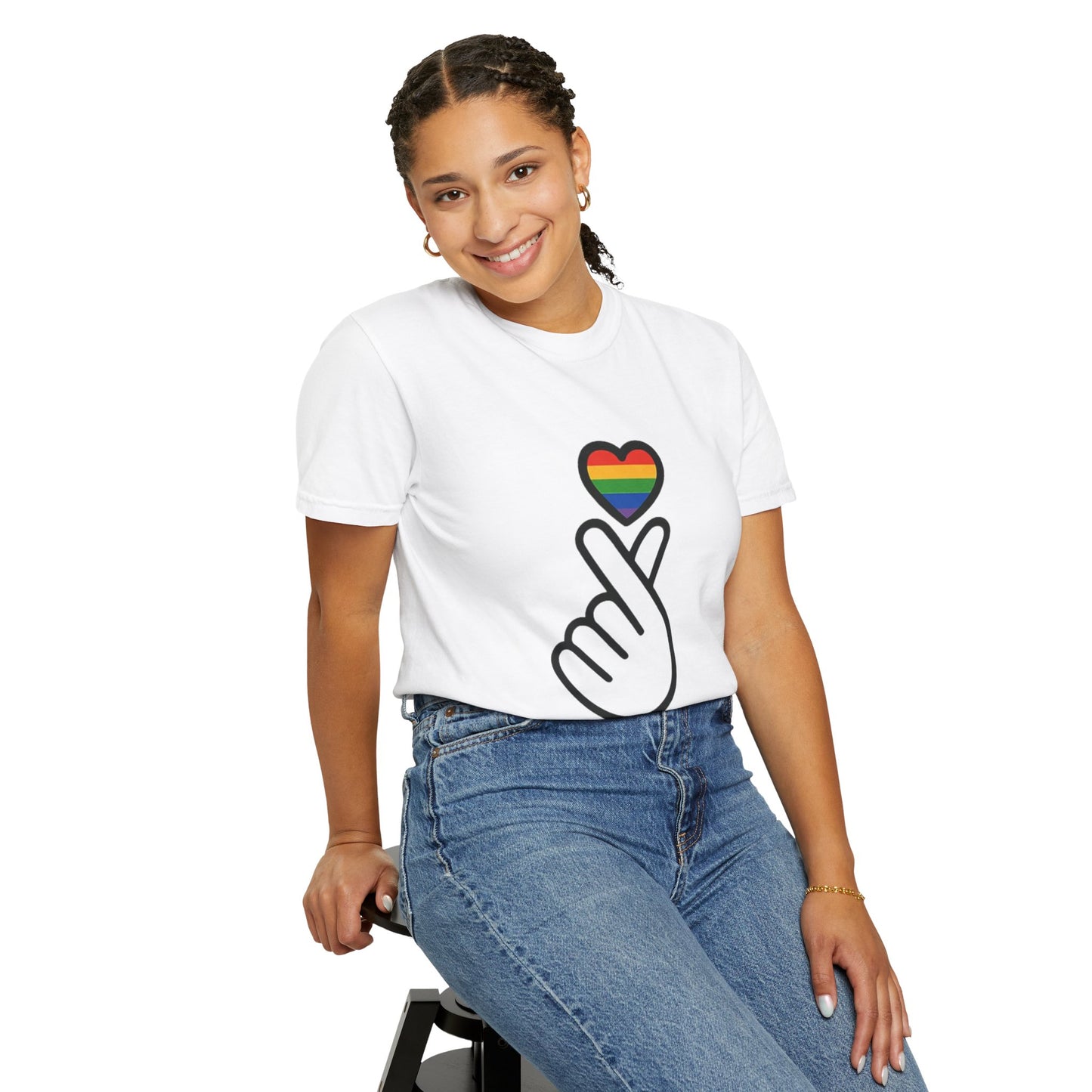 Unisex Rainbow Heart Gesture T-Shirt - Celebrate Love and Pride