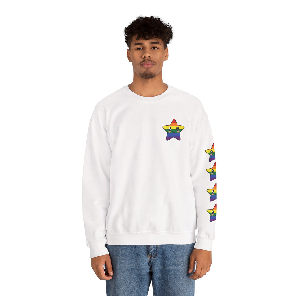Rainbow Star Sleeve Crewneck Sweatshirt