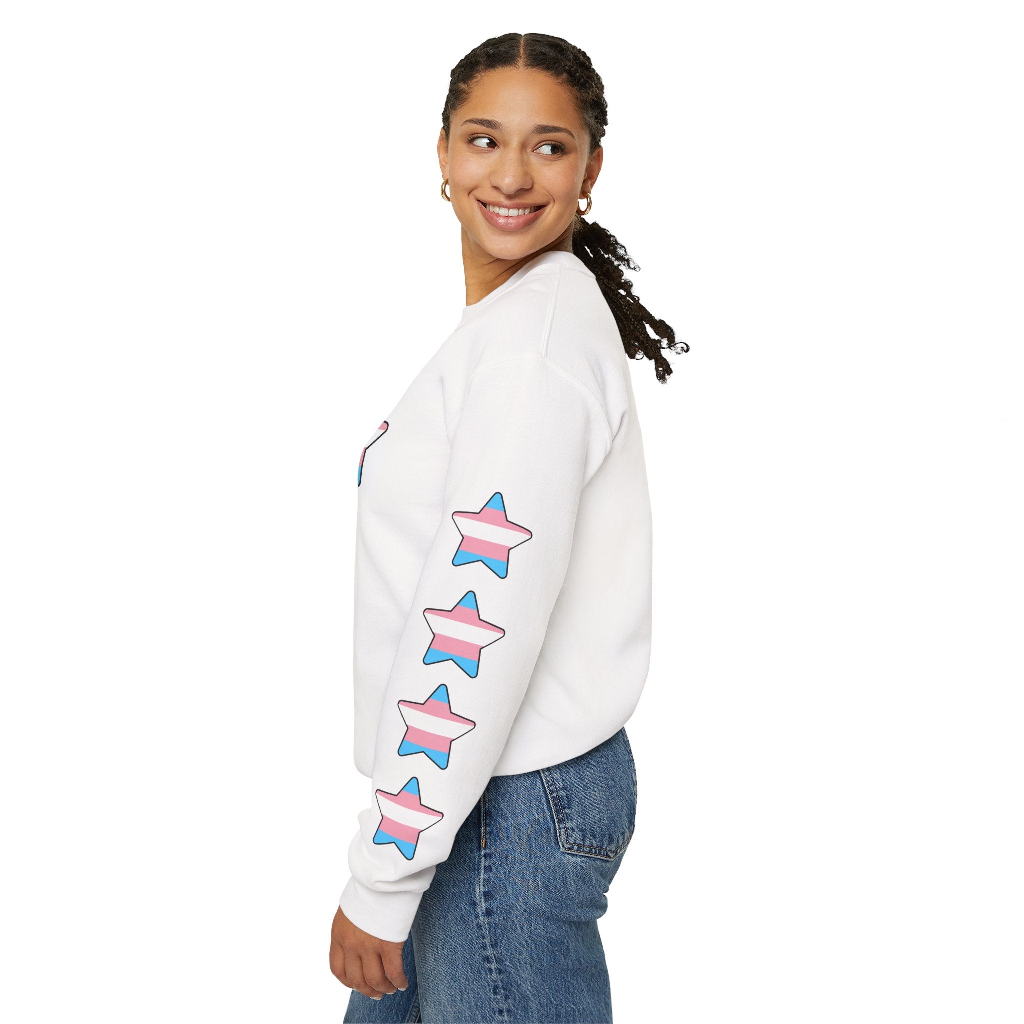 Trans Pride Star Sleeve Crewneck Sweatshirt