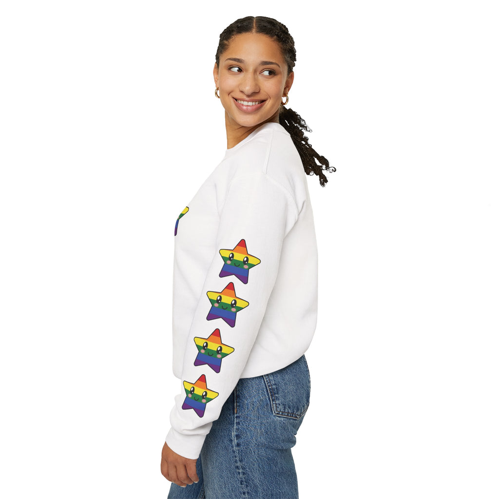 Rainbow Star Sleeve Crewneck Sweatshirt
