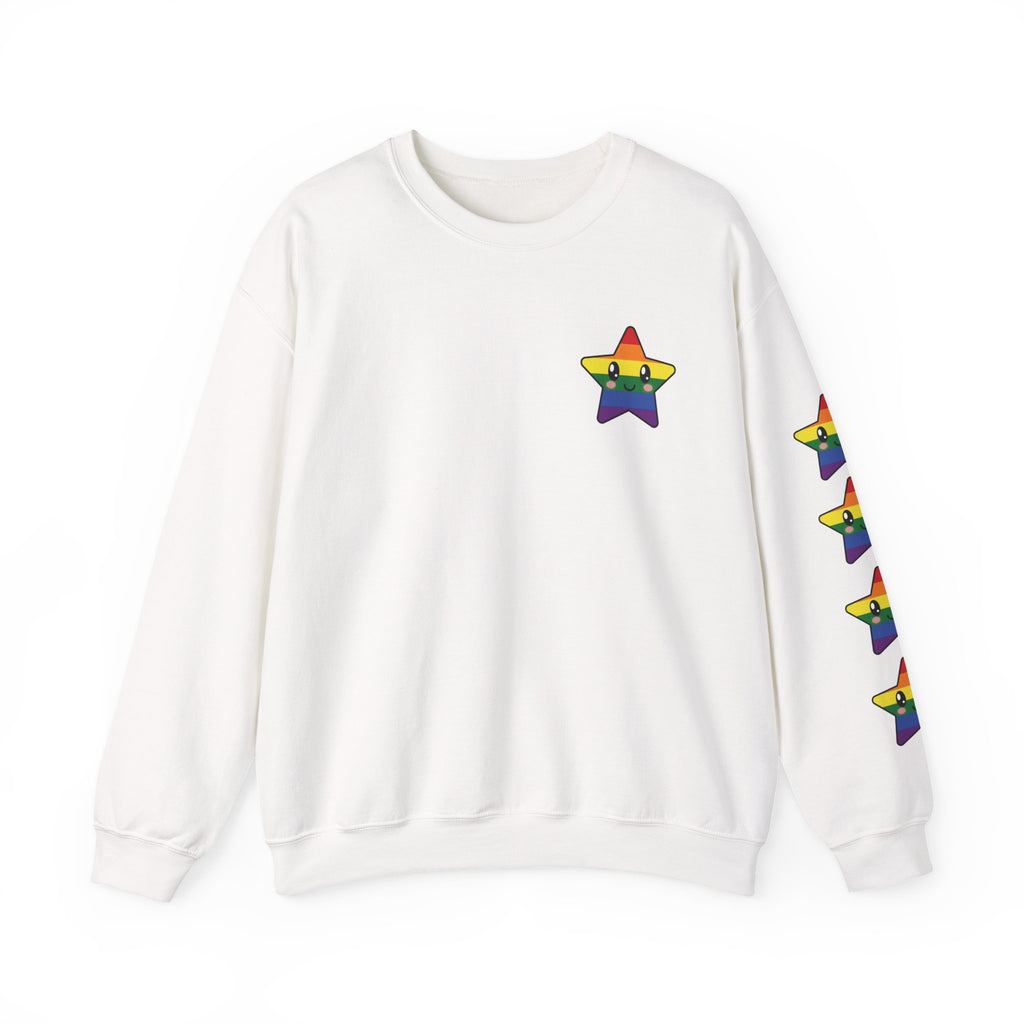 Rainbow Star Sleeve Crewneck Sweatshirt