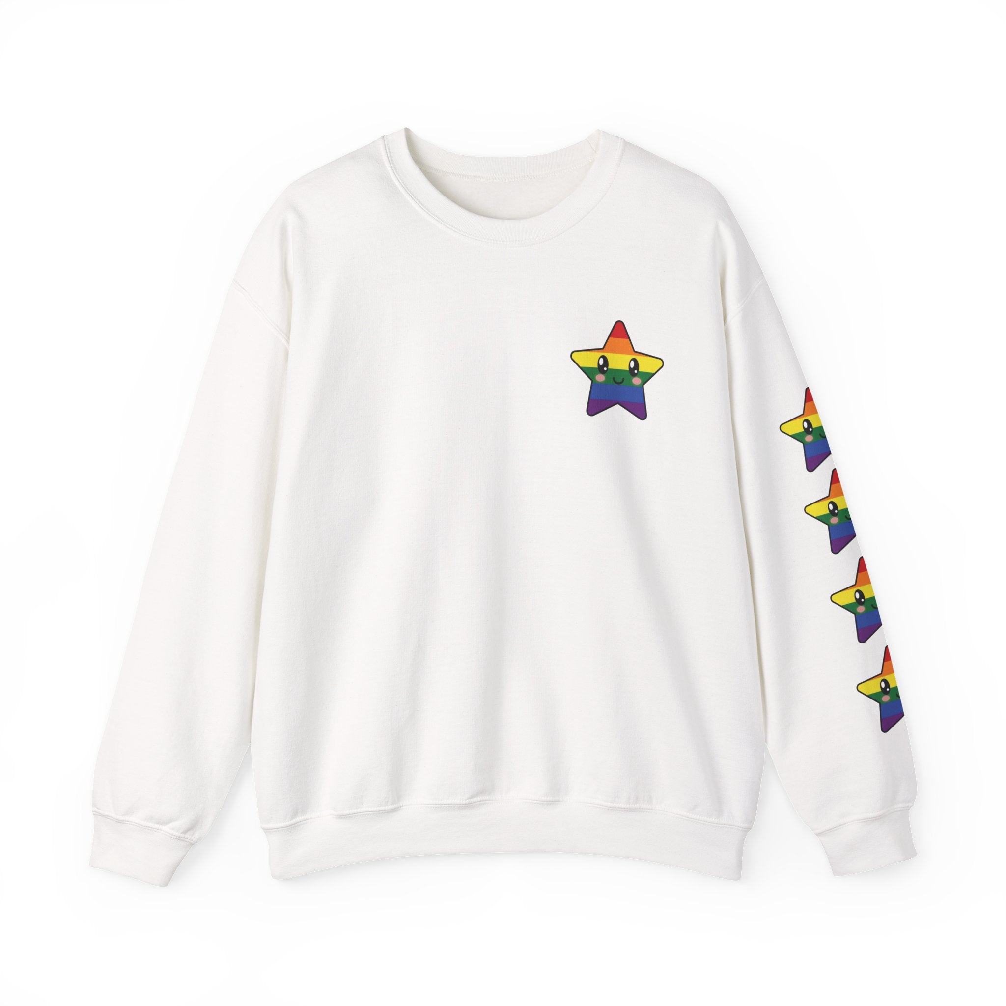 Rainbow Star Sleeve Crewneck Sweatshirt