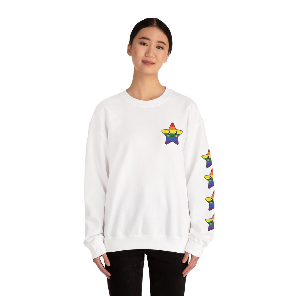 Rainbow Star Sleeve Crewneck Sweatshirt