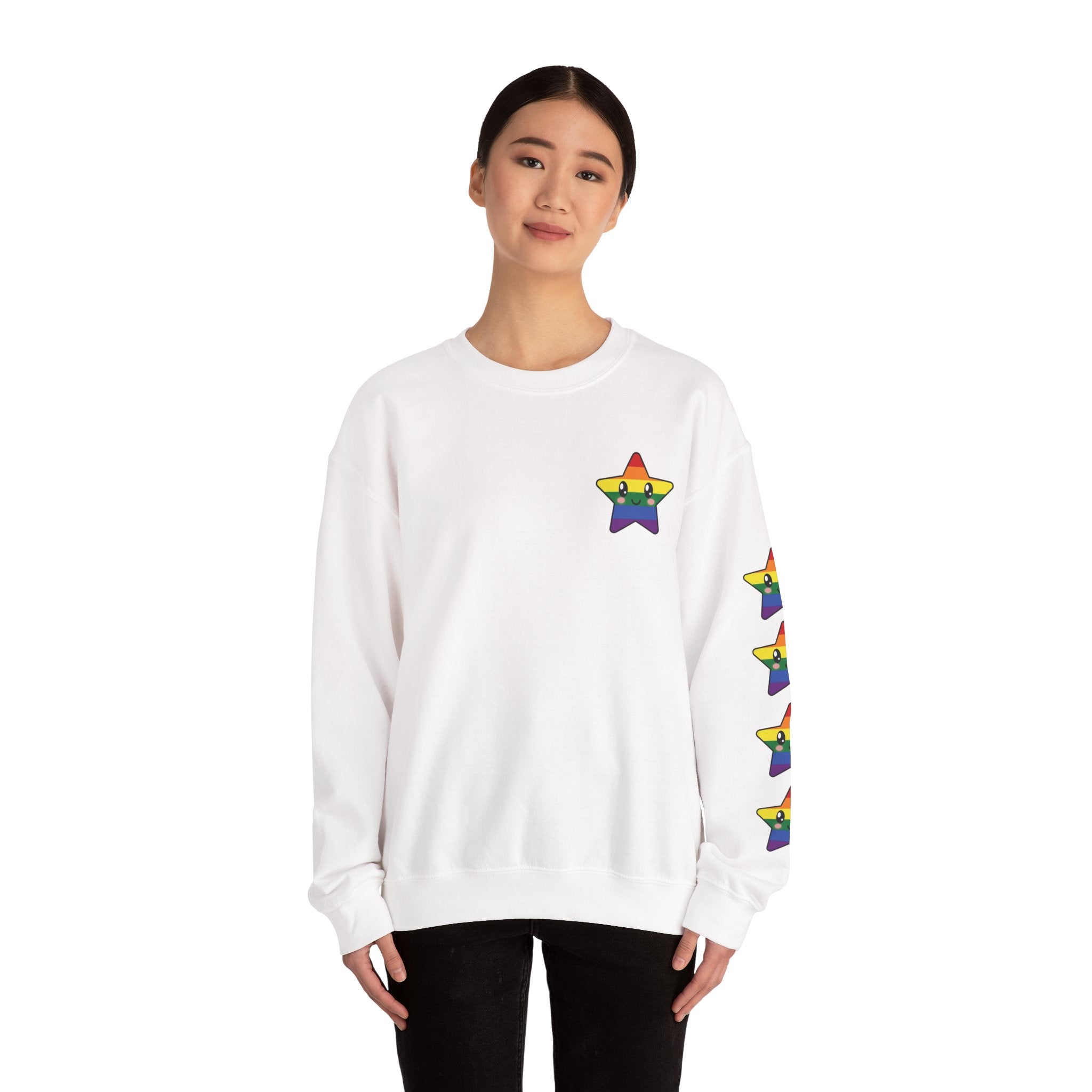 Rainbow Star Sleeve Crewneck Sweatshirt