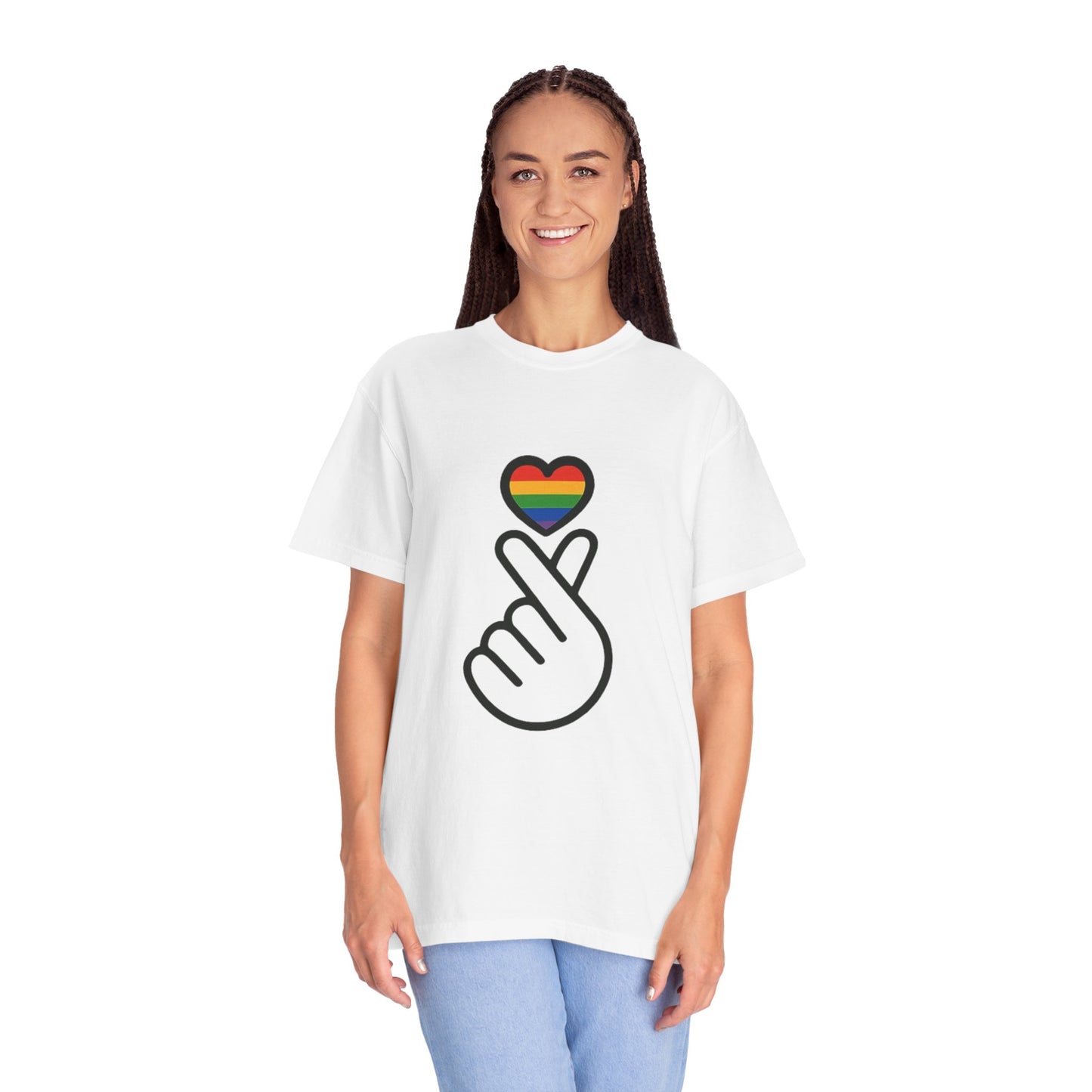 Unisex Rainbow Heart Gesture T-Shirt - Celebrate Love and Pride
