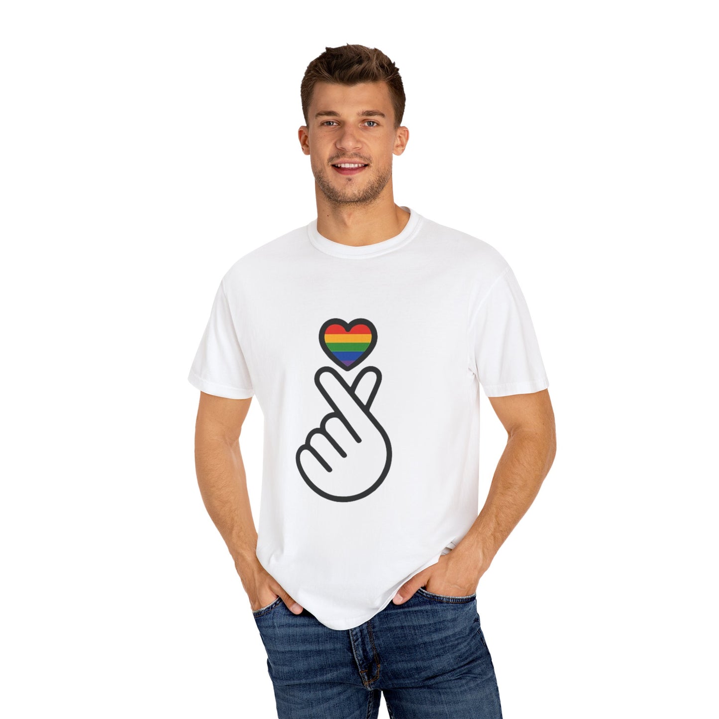 Unisex Rainbow Heart Gesture T-Shirt - Celebrate Love and Pride